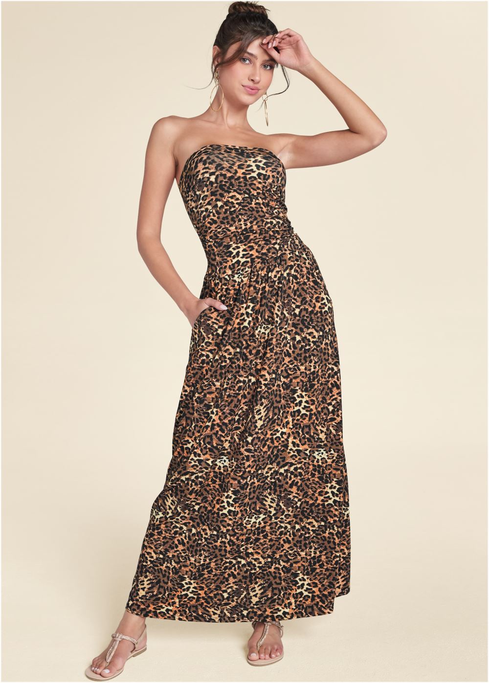 Venus Printed Maxi Dress - Brown Multi