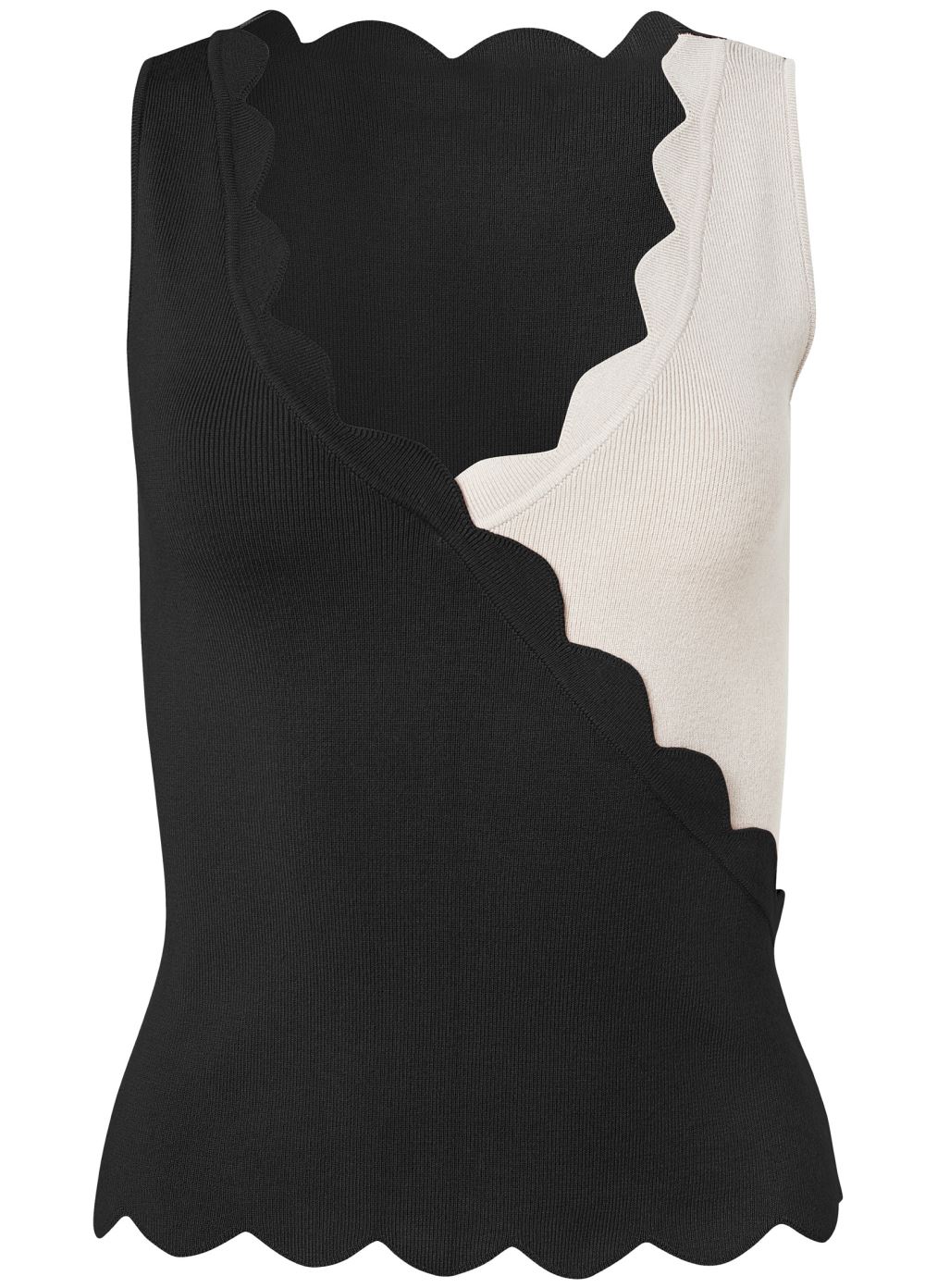 Venus VENUS | Color Block Tank Sweater in Black & Off White