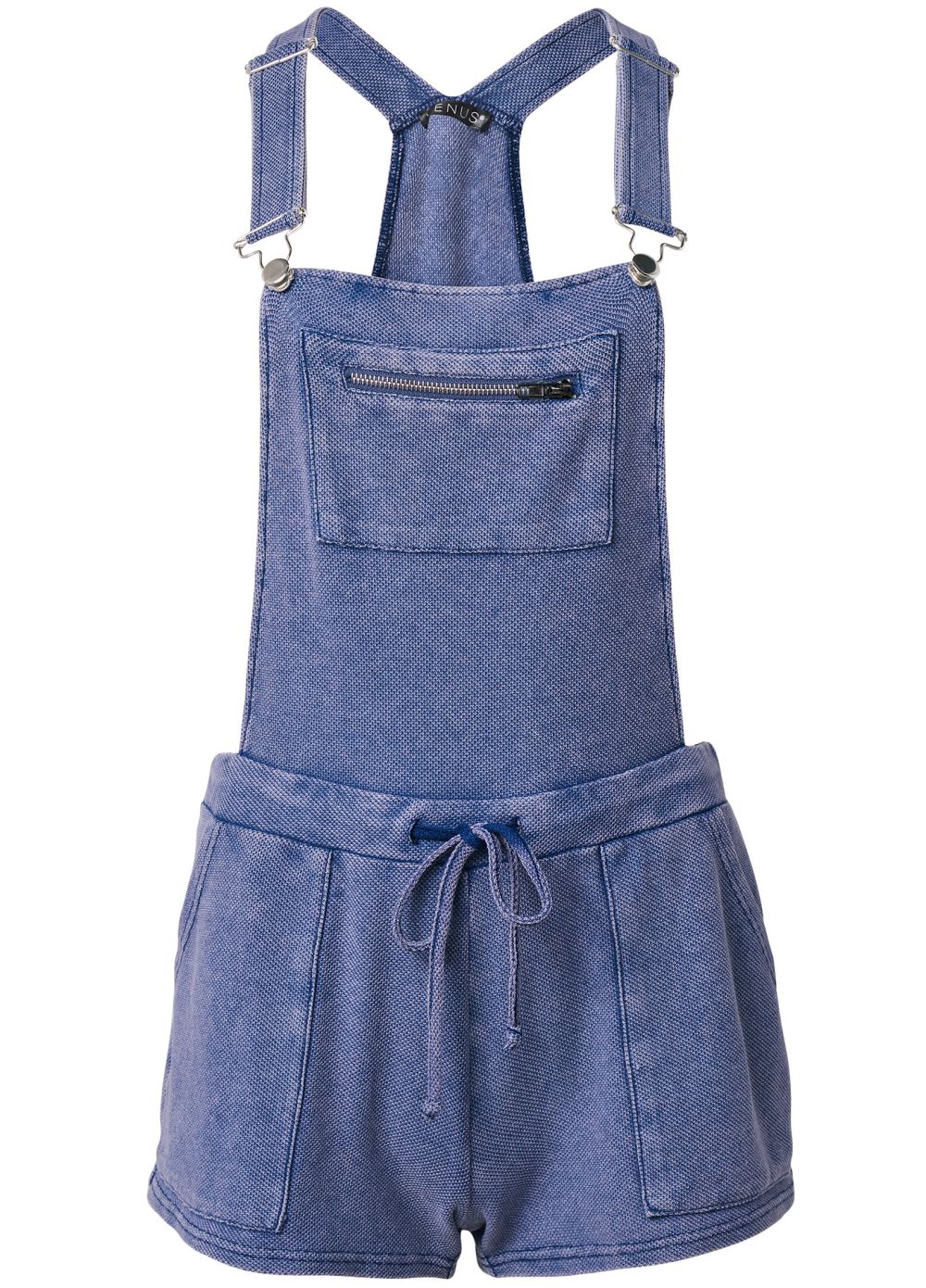 Venus Washed Textured Overalls in Dark Blue