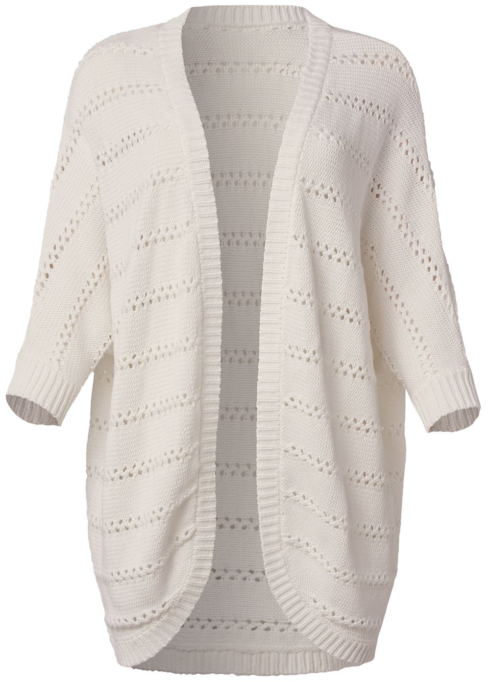 Venus VENUS | Pointelle Stitch Cocoon Cardigan in Off White