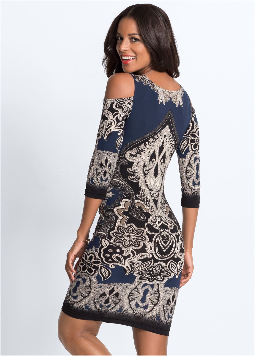 Venus Cold-Shoulder Printed Dress - Black Multi