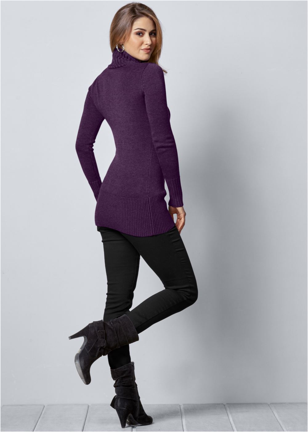 Venus VENUS | Side Lace-Up Sweater in Dark Purple