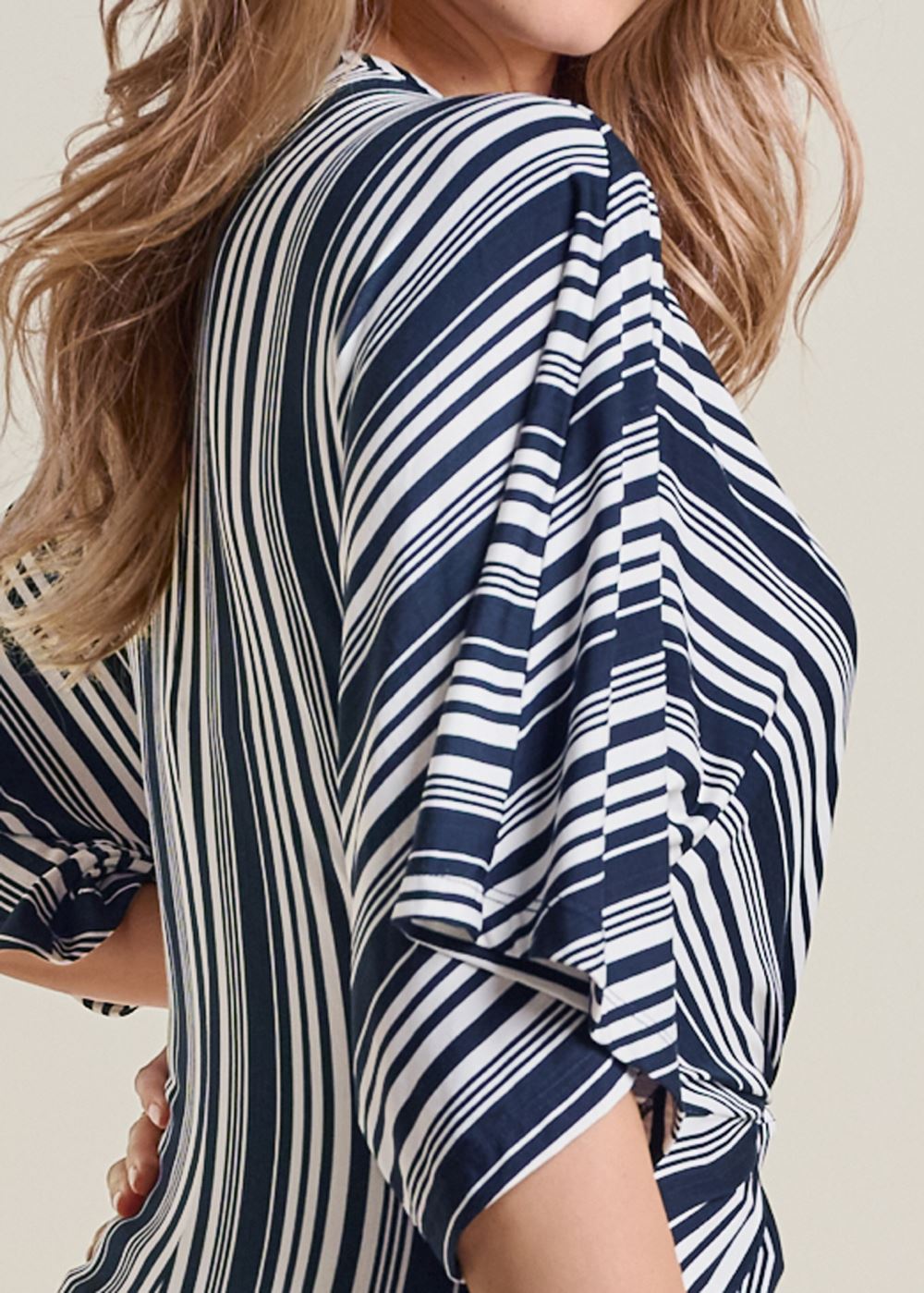 Venus Striped Knotted Top in Navy & White