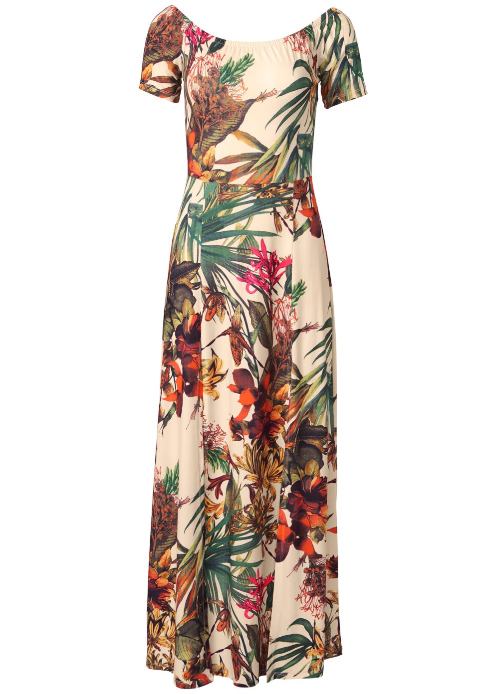 Venus Off-The-Shoulder Maxi Dress - White Multi