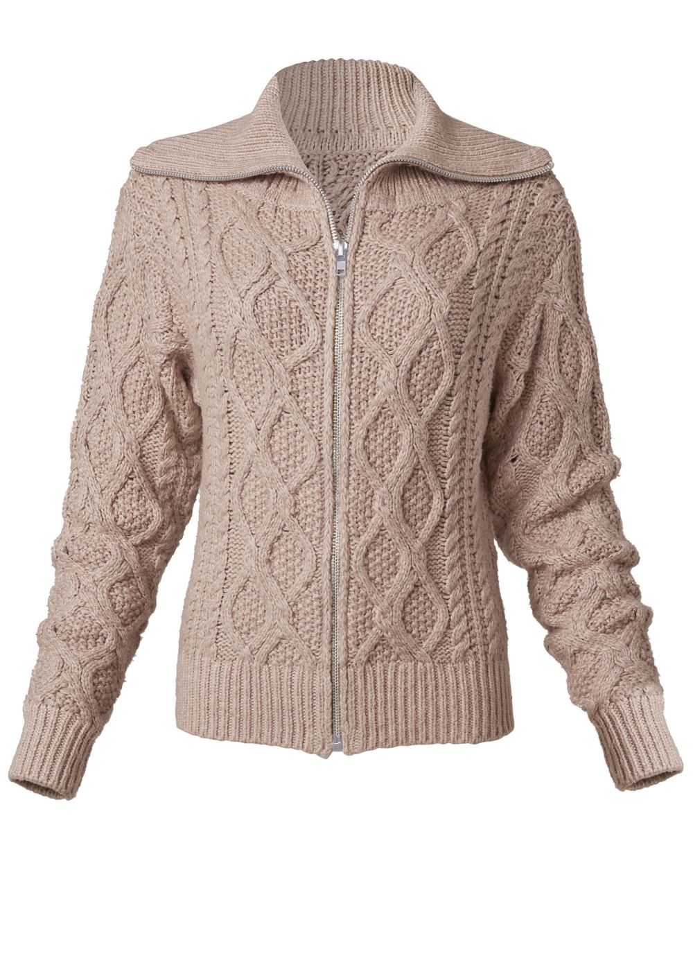 Venus VENUS | Knit Zip Sweater in Light Brown