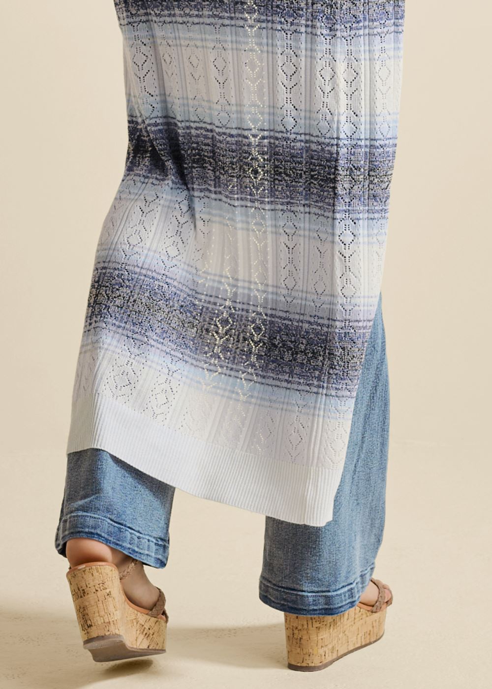Venus VENUS | Ombre Striped Duster in White Multi