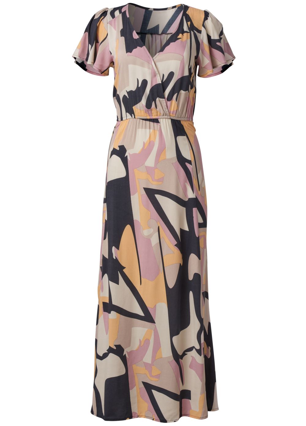Venus Abstract Print Maxi Dress - Navy Multi