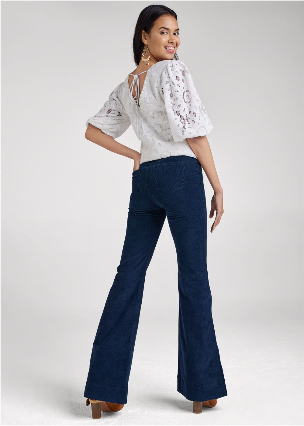 Venus Lace Tie-Back Top in Off White