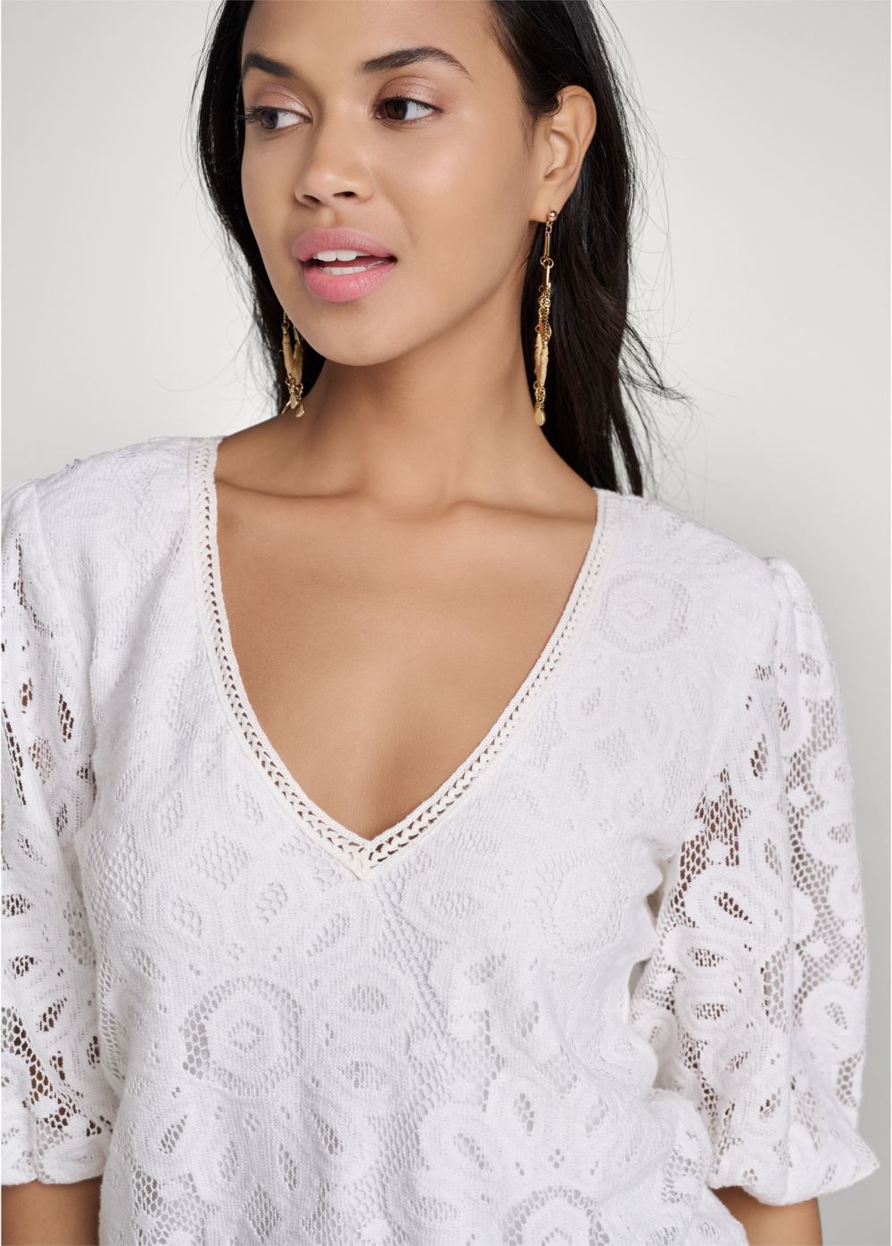 Venus Lace Tie-Back Top in Off White