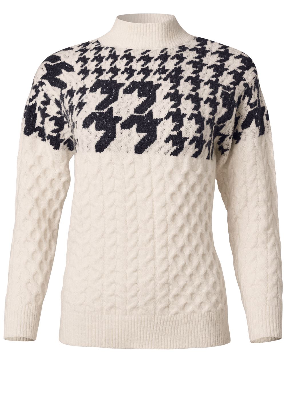 Venus VENUS | Mock Neck Printed Sweater in Off White Multi
