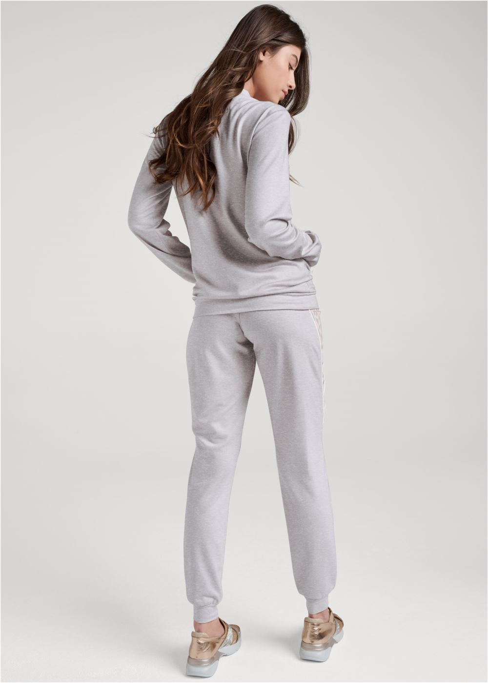 Venus Cozy Leopard Print Pant Set in Grey Multi