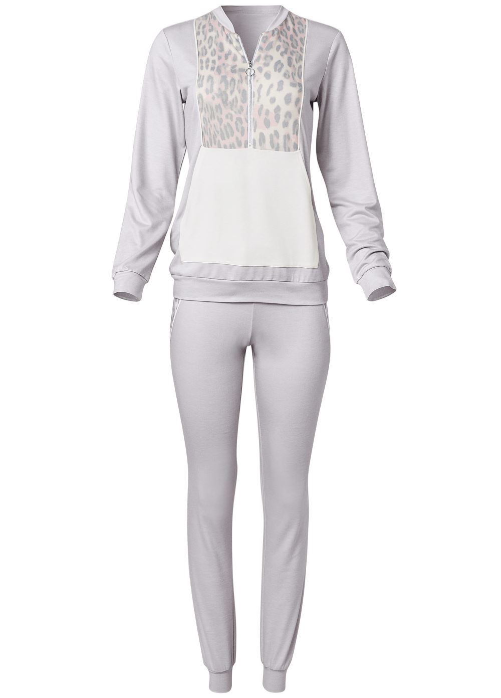 Venus Cozy Leopard Print Pant Set in Grey Multi