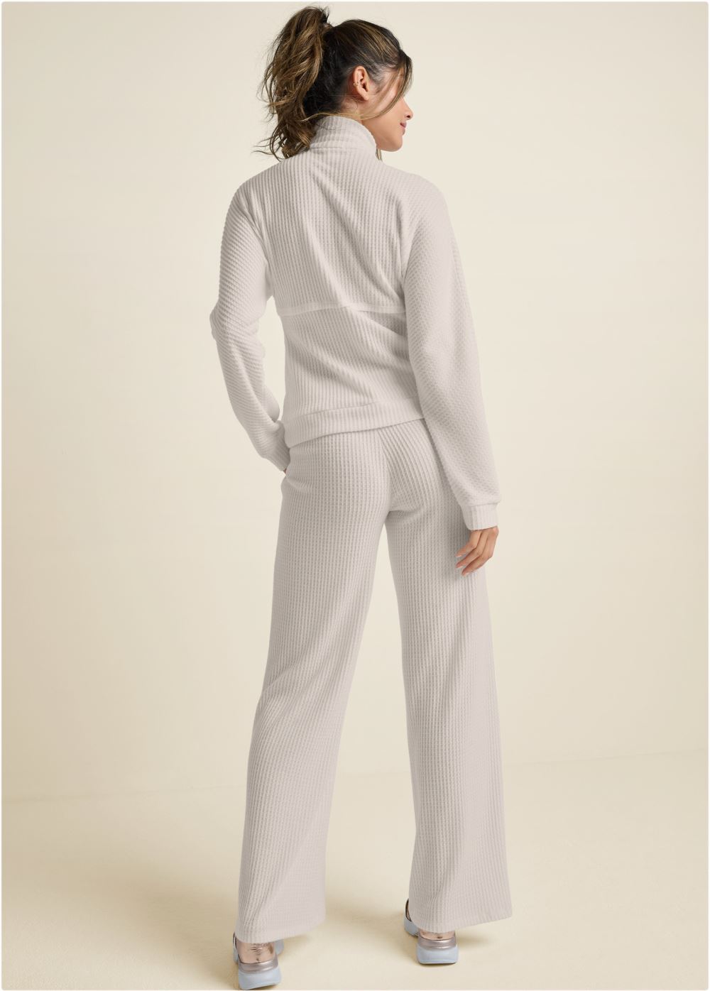 Venus Wrap Turtleneck Keyhole Top in Oatmeal
