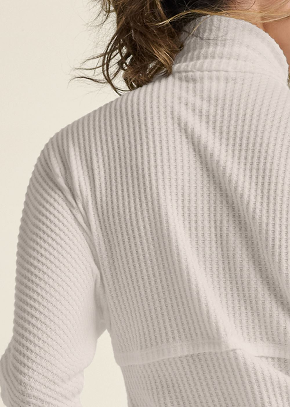 Venus Wrap Turtleneck Keyhole Top in Oatmeal