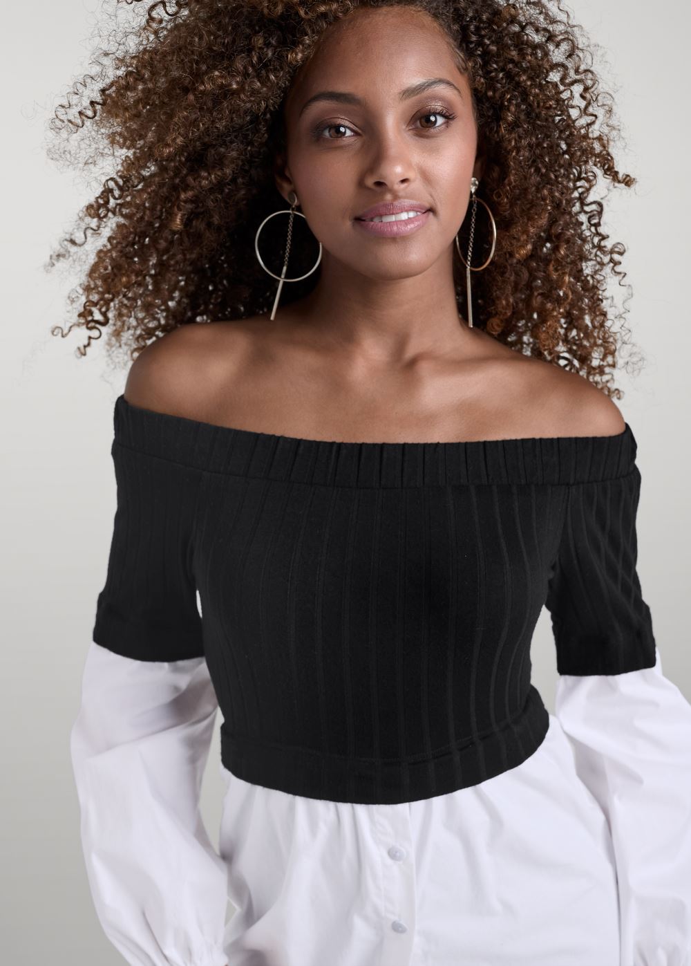 Venus Layered Shirting Jumpsuit in Black & White