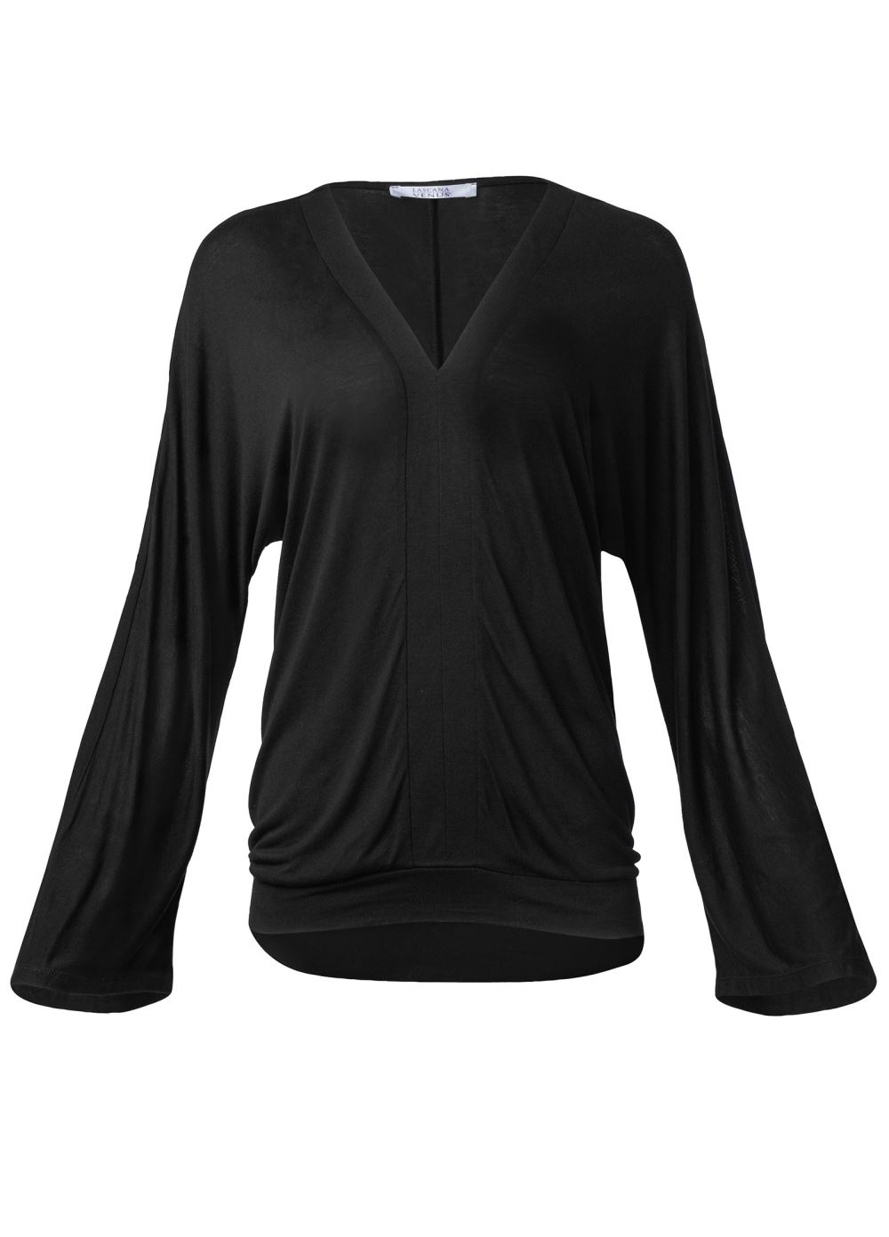 Venus Banded Hem Top in Black
