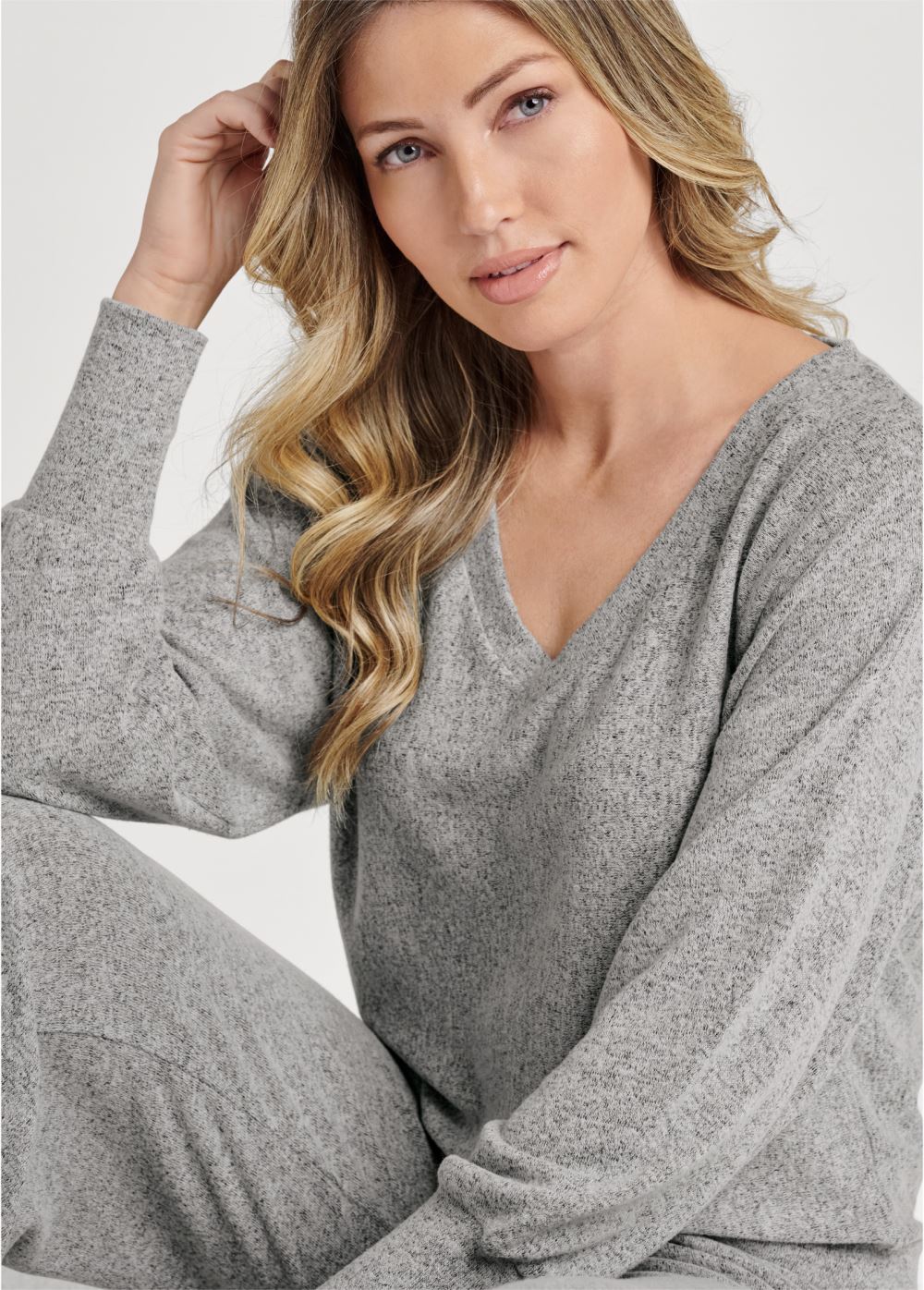 Venus Hacci Wide Leg Pant Set in Heather Grey