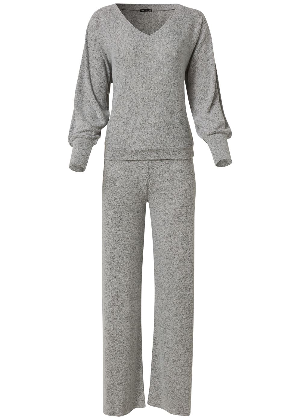 Venus Hacci Wide Leg Pant Set in Heather Grey