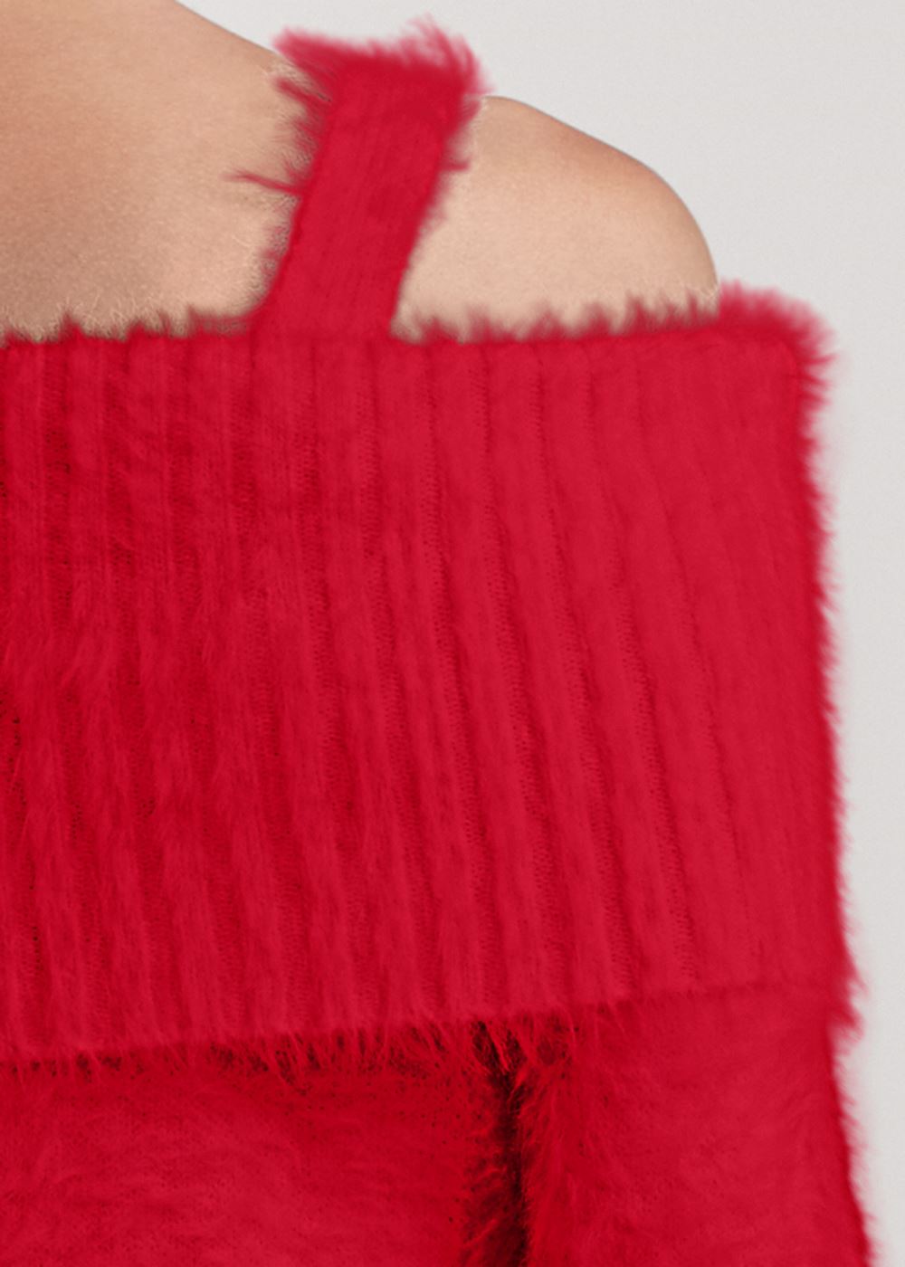 Venus VENUS | Chain Detail Cold-Shoulder Sweater in Red