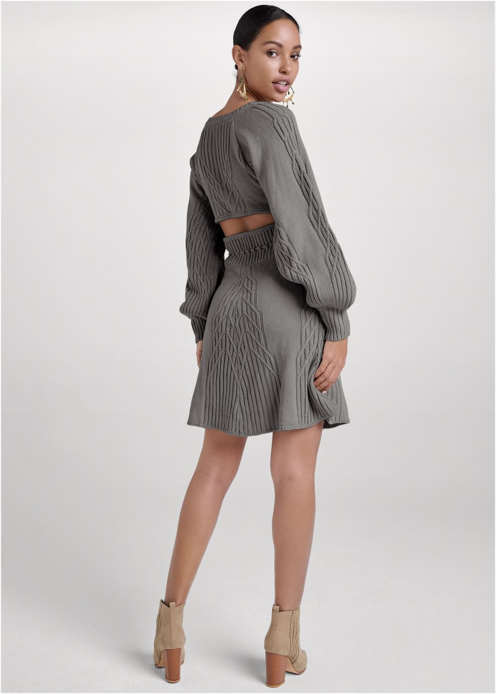 Venus Balloon Sleeve Sweater Dress - Heather Grey