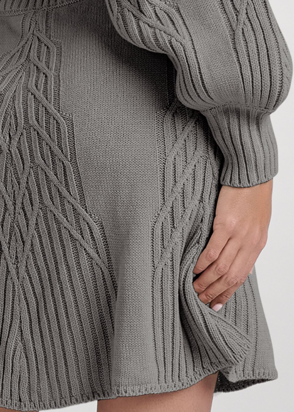 Venus Balloon Sleeve Sweater Dress - Heather Grey