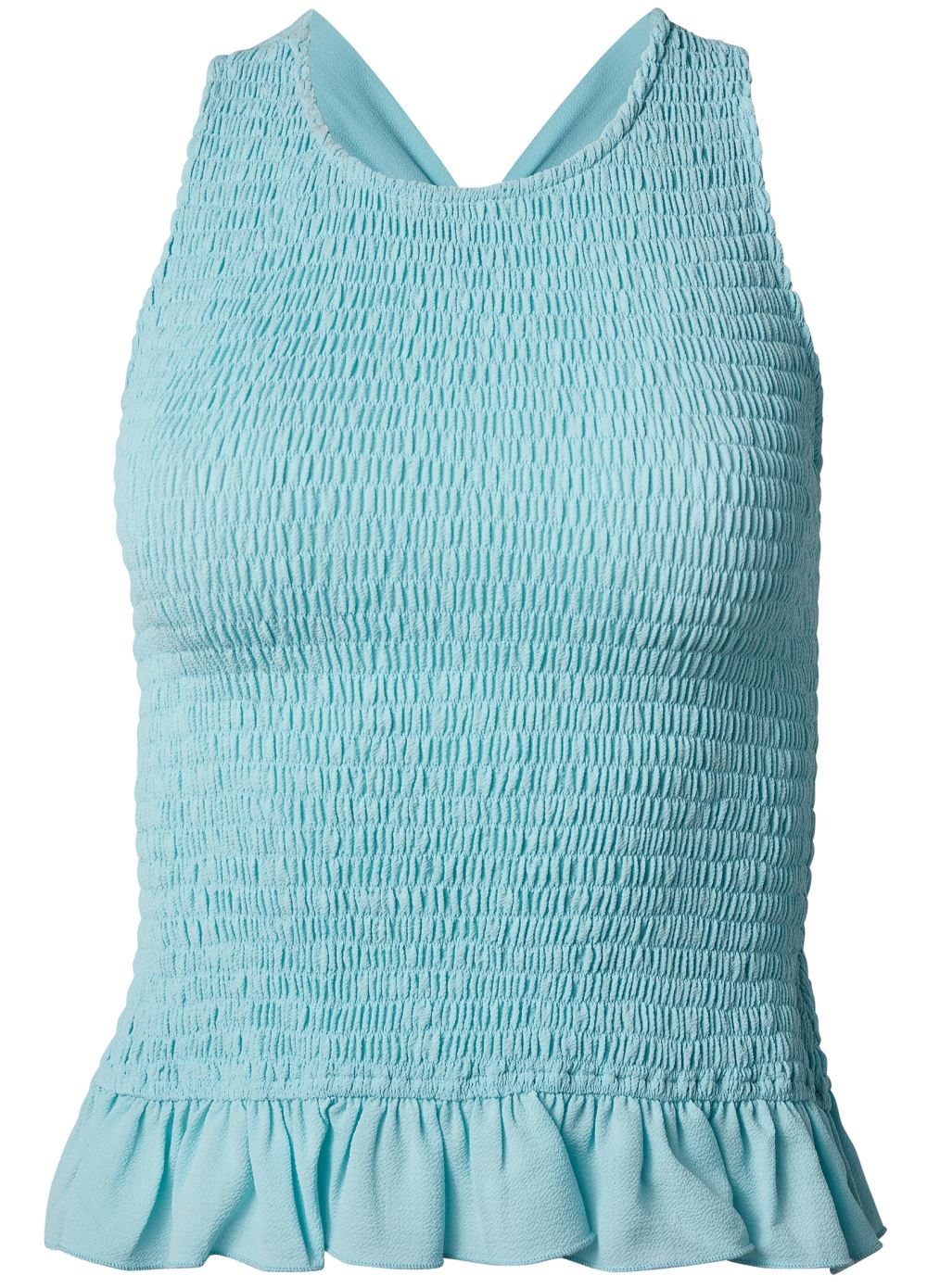 Venus Smocked Tie-Back Halter Top in Light Blue
