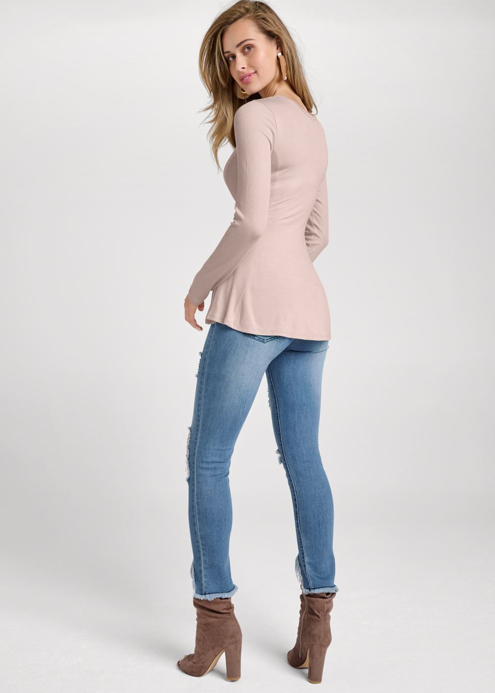 Venus Strappy Neckline Casual Top in Taupe