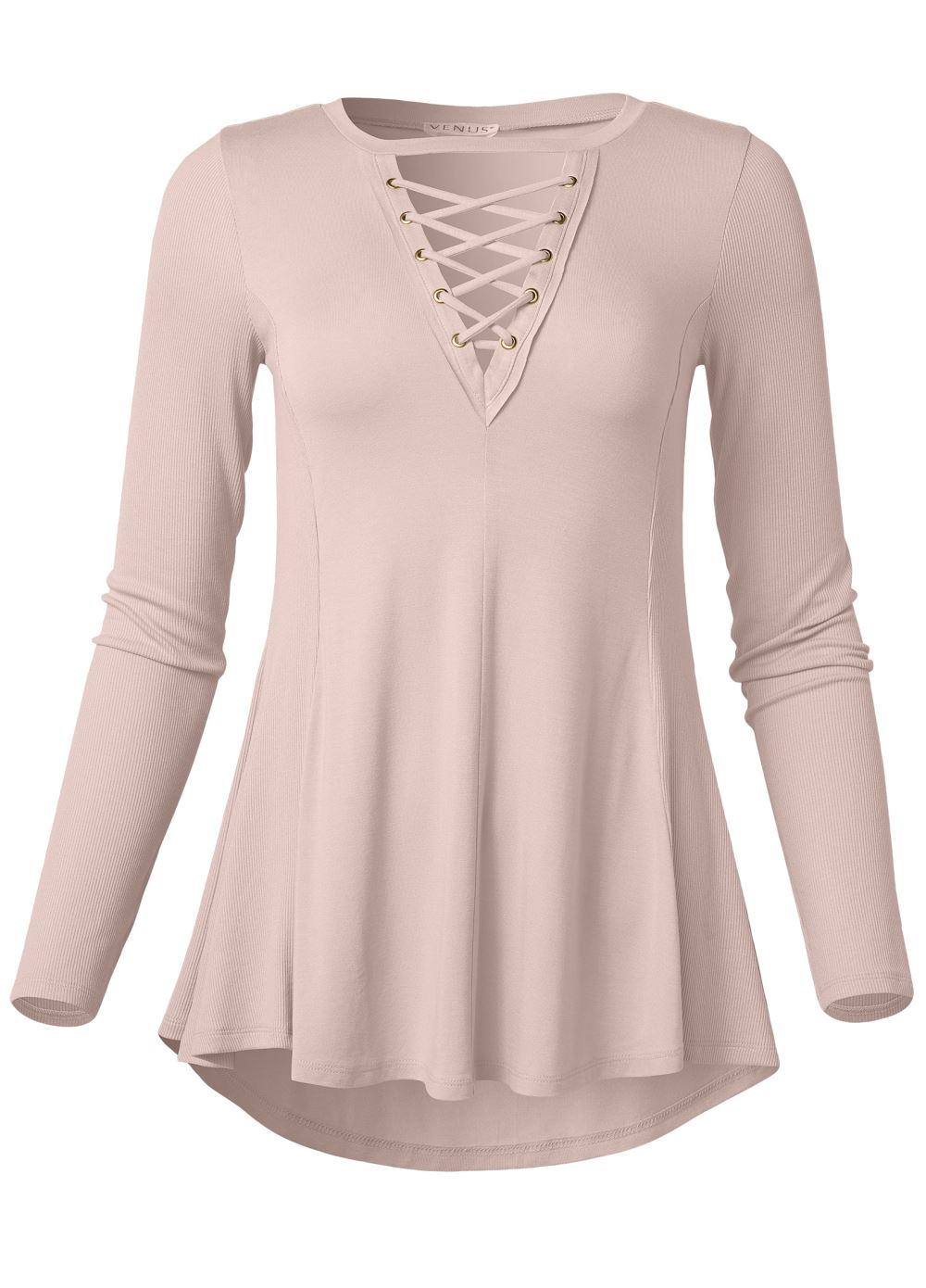 Venus Strappy Neckline Casual Top in Taupe