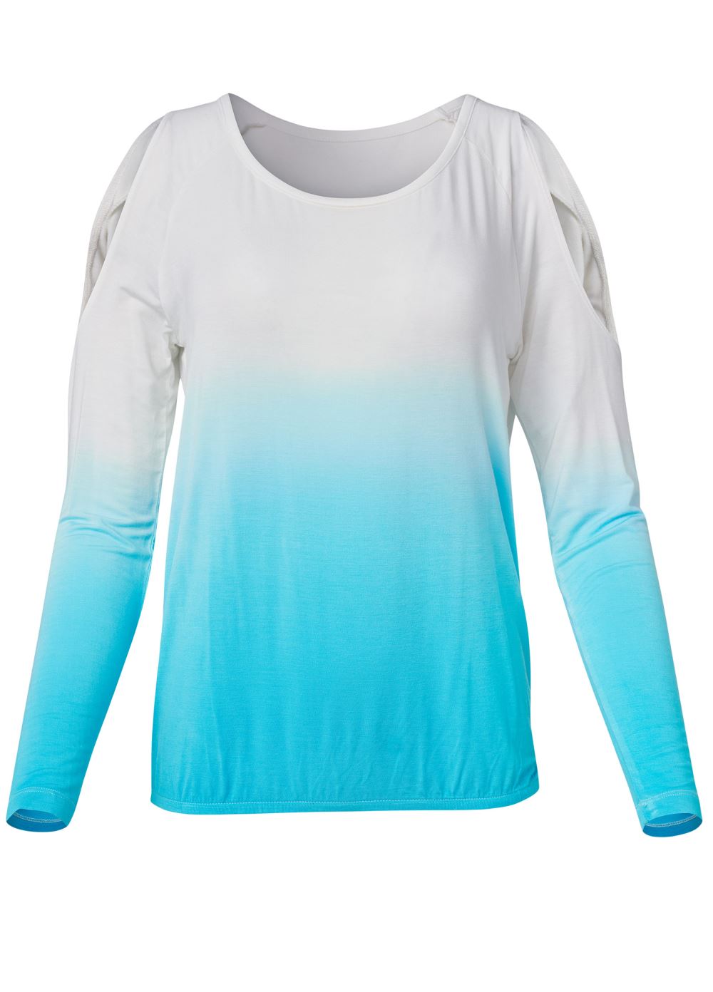 Venus Ombre Cold-Shoulder Top in White & Blue