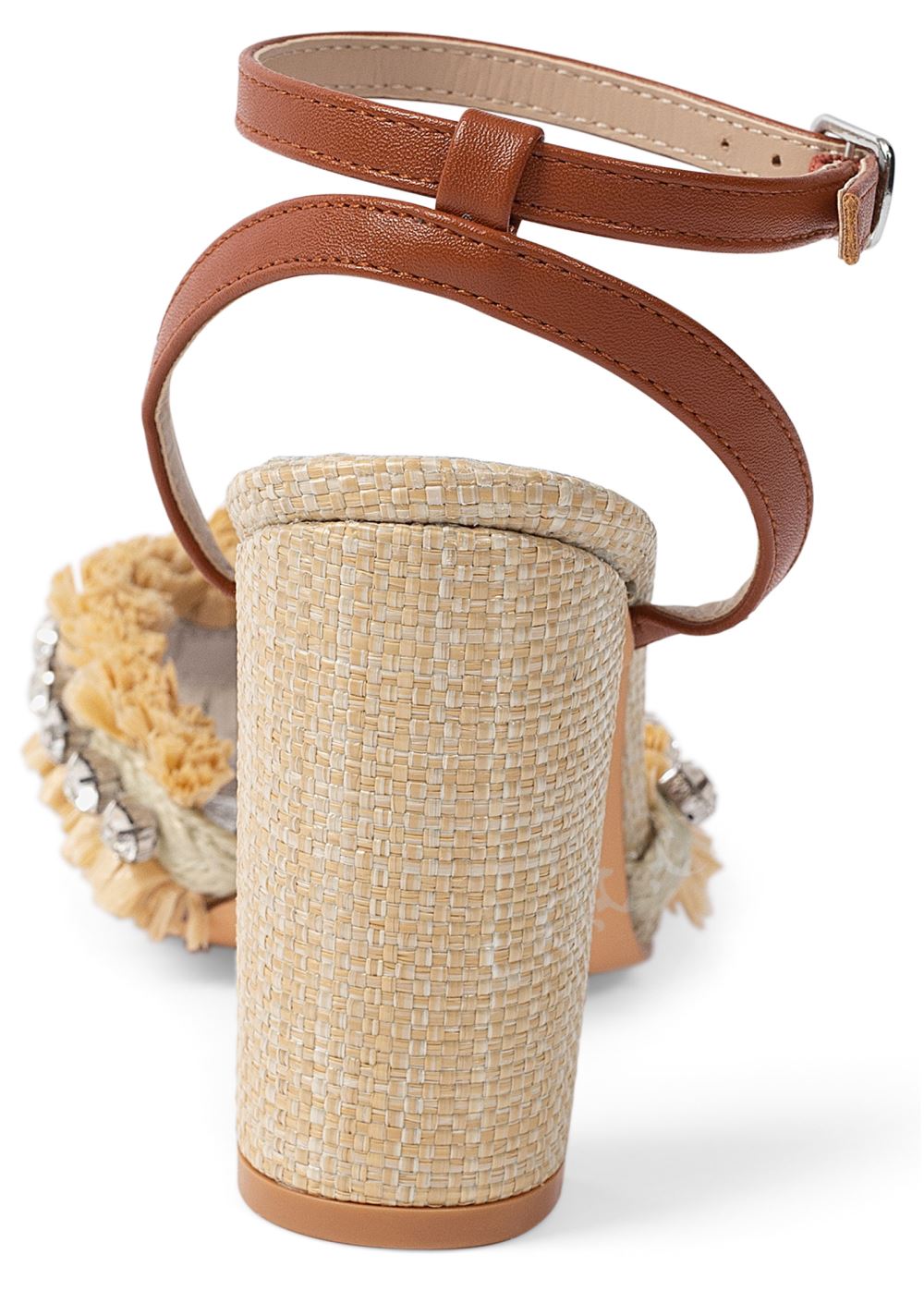 Venus Raffia Strappy Jewel Sandals in Natural Multi