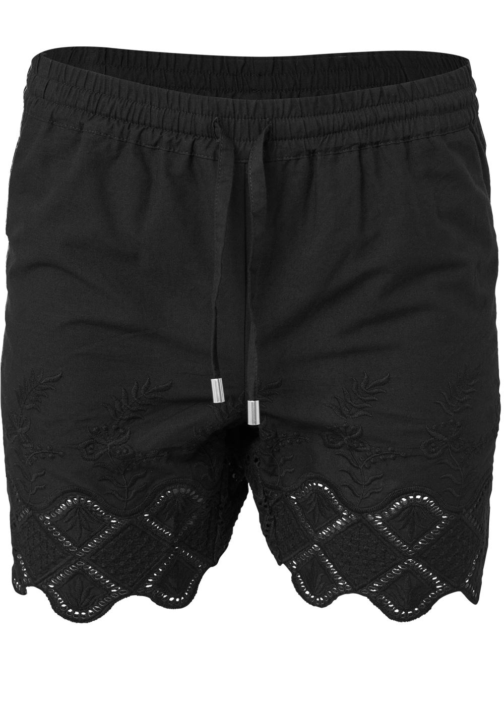 Venus Crochet Trim Linen Shorts - Black