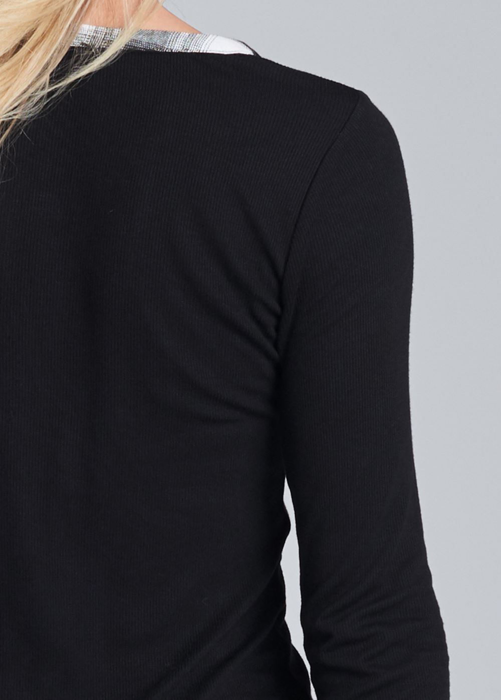 Venus Plaid Detail Casual Dress - Black Multi
