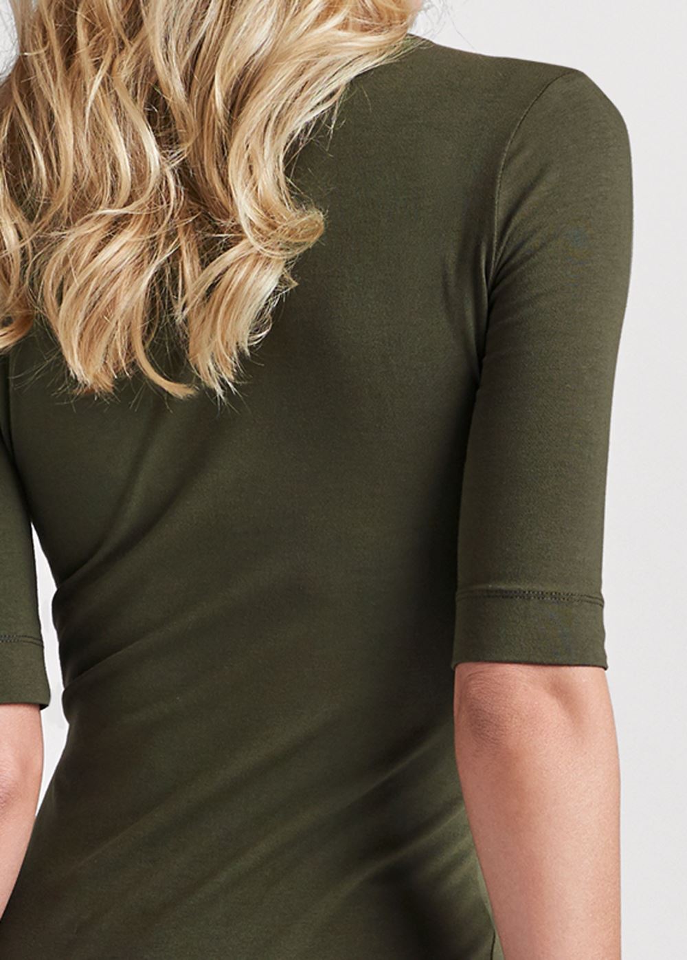 Venus Long And Lean V-Neck Tee in Olive
