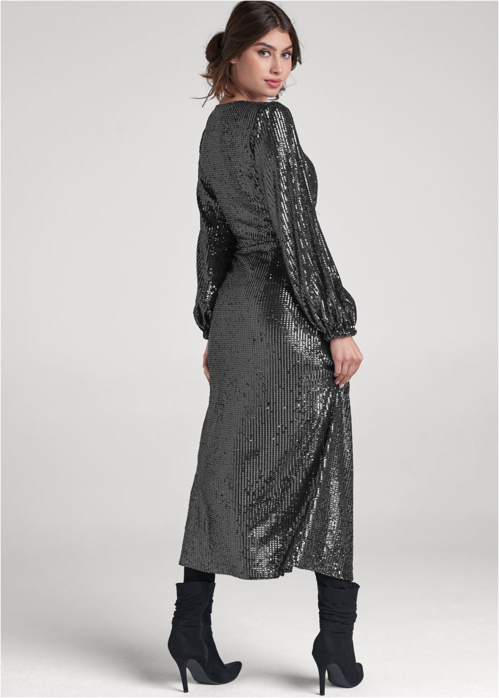 Venus Sequin Maxi Top in Gunmetal