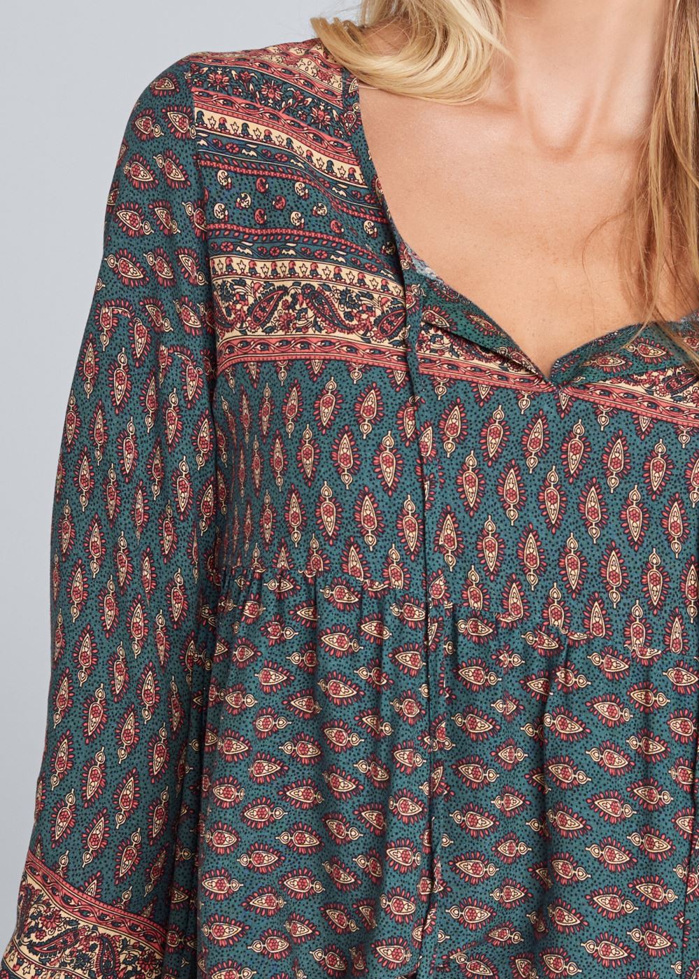 Venus Boho Printed Top in Navy Multi