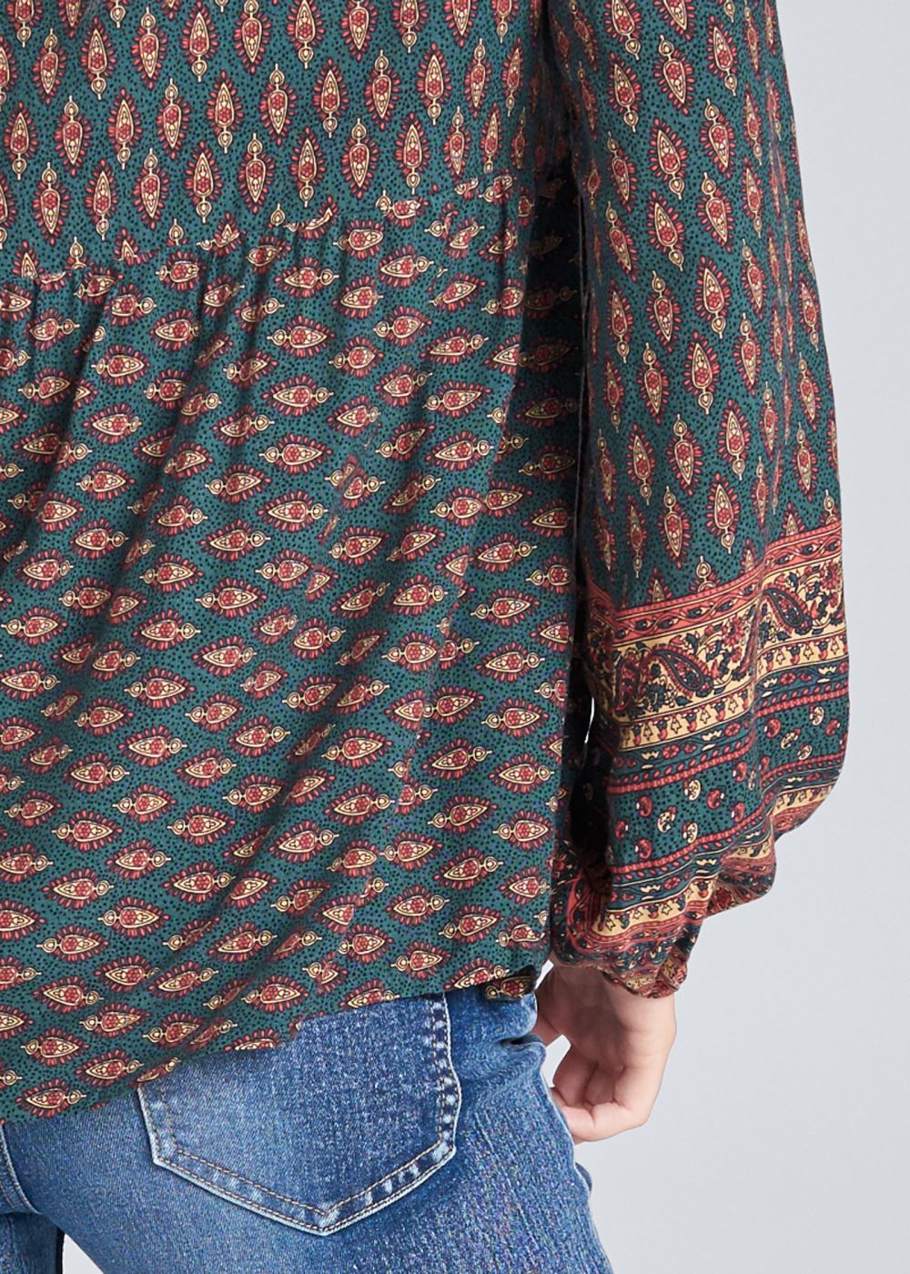 Venus Boho Printed Top in Navy Multi
