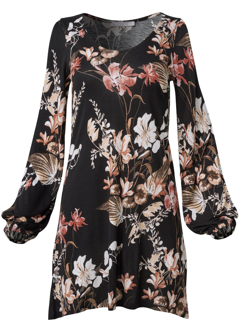 Venus Sleeve Detail Dress - Black & Brown