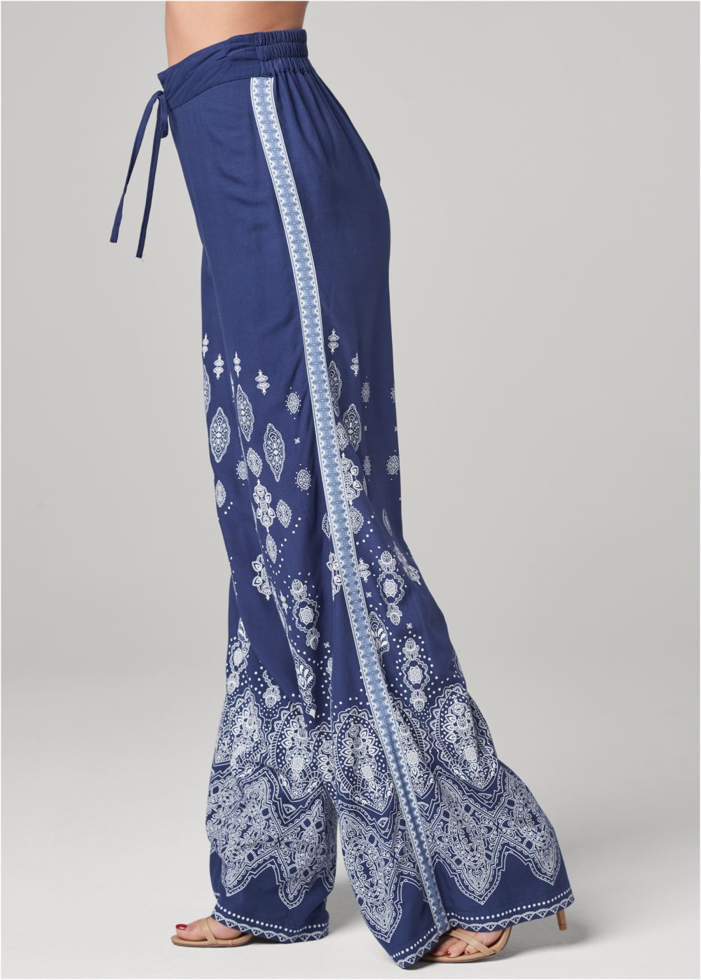 Venus Bandana Print Wide Leg Pants in Blue Multi