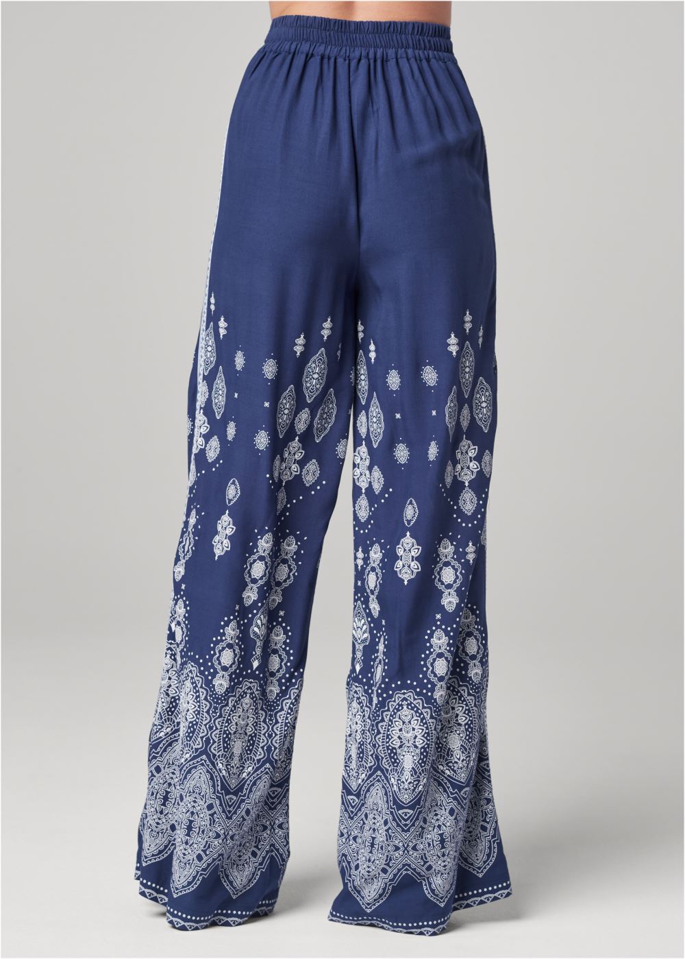 Venus Bandana Print Wide Leg Pants in Blue Multi