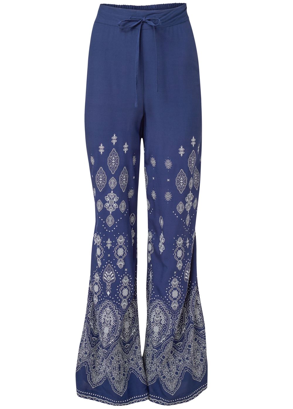 Venus Bandana Print Wide Leg Pants in Blue Multi