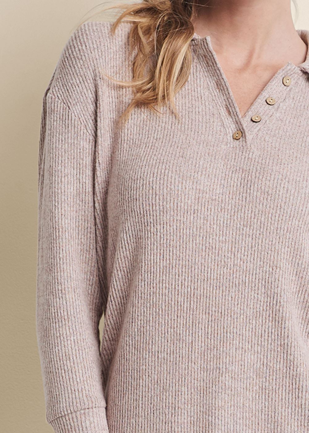 Venus Cozy Brushed Rib Lounge Set in Pink