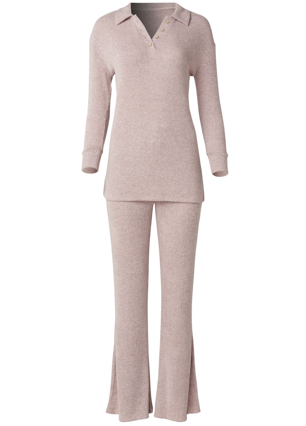Venus Cozy Brushed Rib Lounge Set in Pink