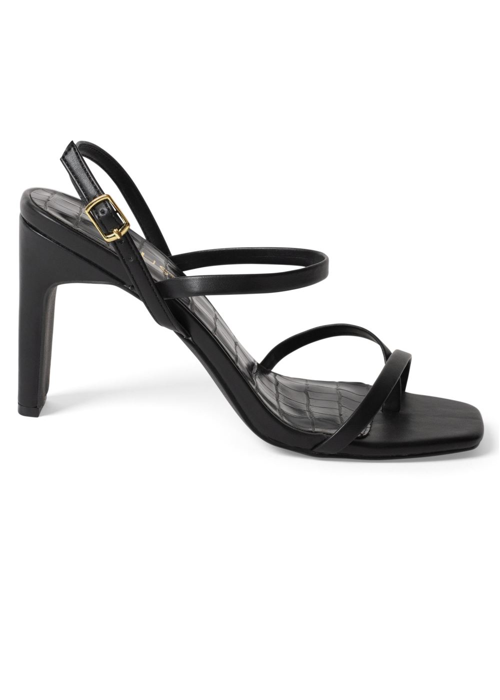 Venus Strappy Toe Loop Heels in Black