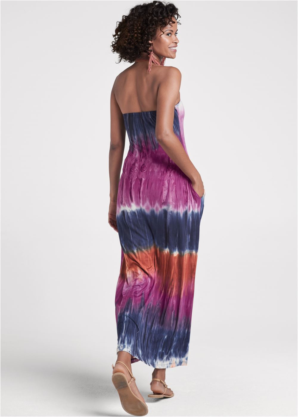 Venus Tie Dye Cross Neck Maxi Top in Purple Multi