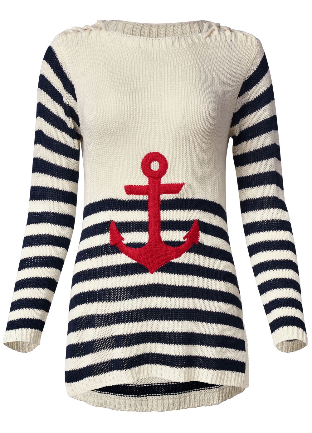 Venus VENUS | Anchor Crew Neck Sweater in White Multi