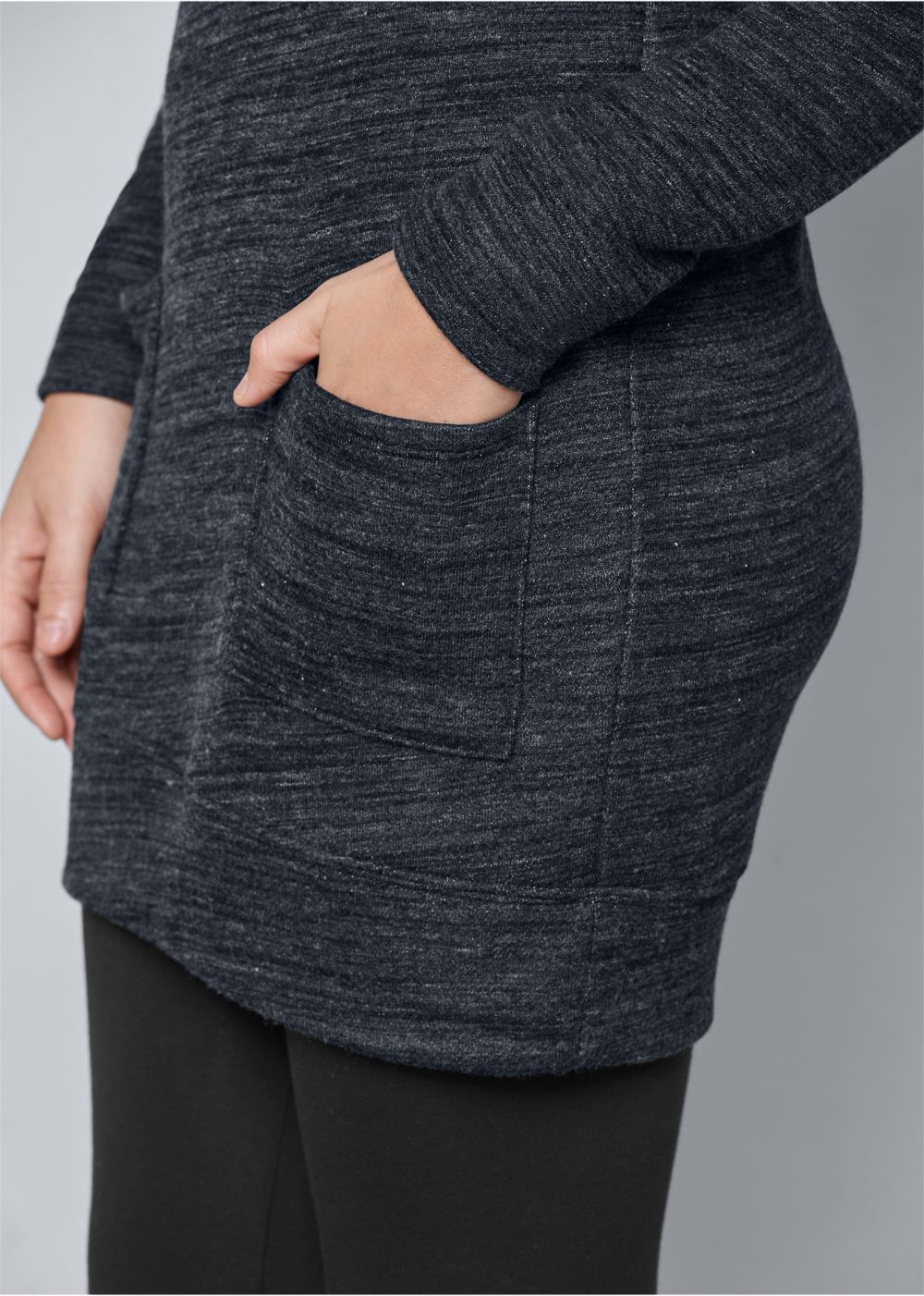 Venus Lace-Up French Terry Dress in Charcoal Grey