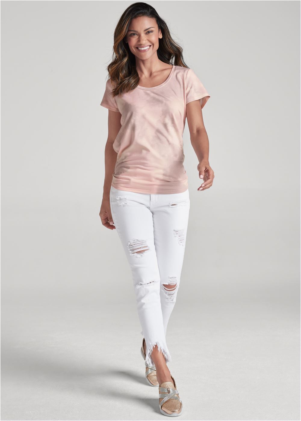 Venus Sand Dune Tie-Dye Back-Tie Top in Blush Multi