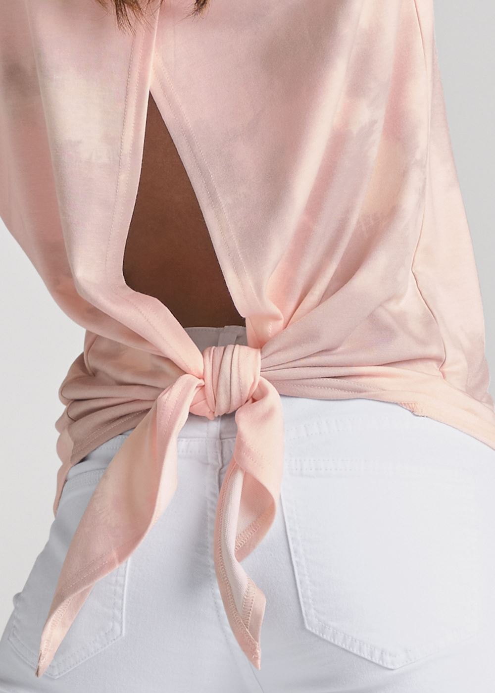 Venus Sand Dune Tie-Dye Back-Tie Top in Blush Multi