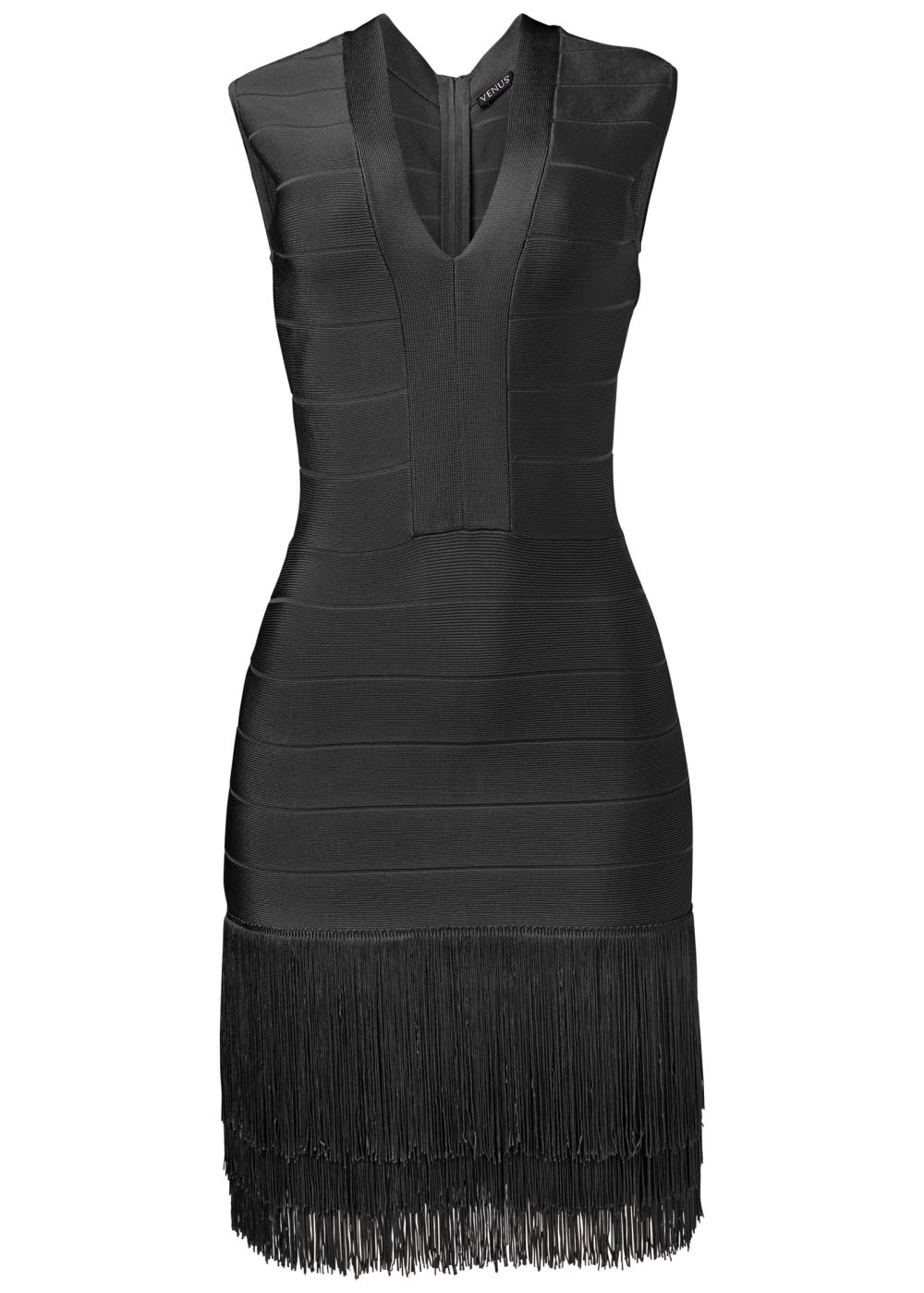 Venus Bandage Fringe Dress - Black