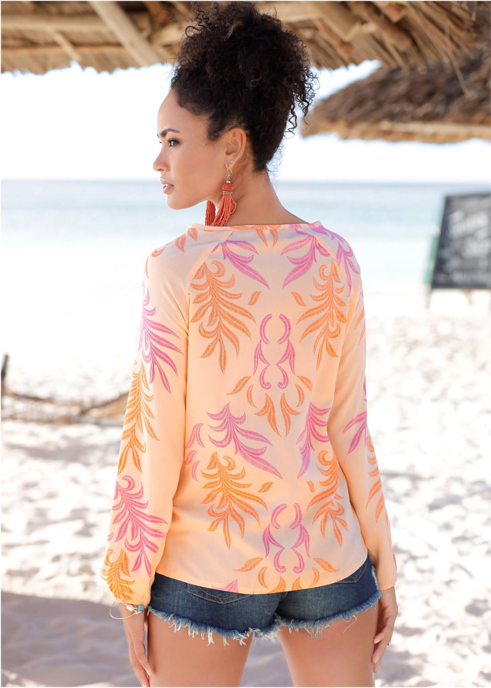 Venus Printed Top in Orange